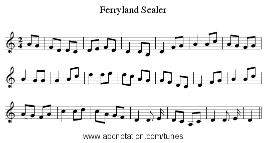Ferryland Sealer - staff notation