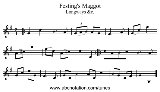 Festing's Maggot - staff notation