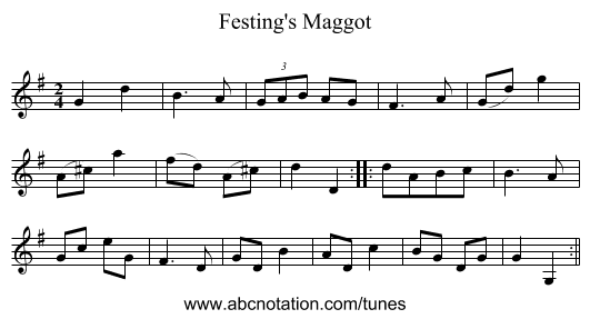 Festing's Maggot - staff notation