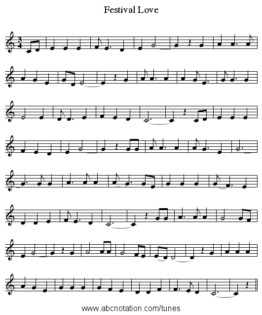 Festival Love - staff notation