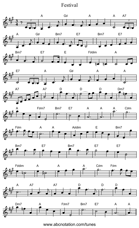 Festival - staff notation