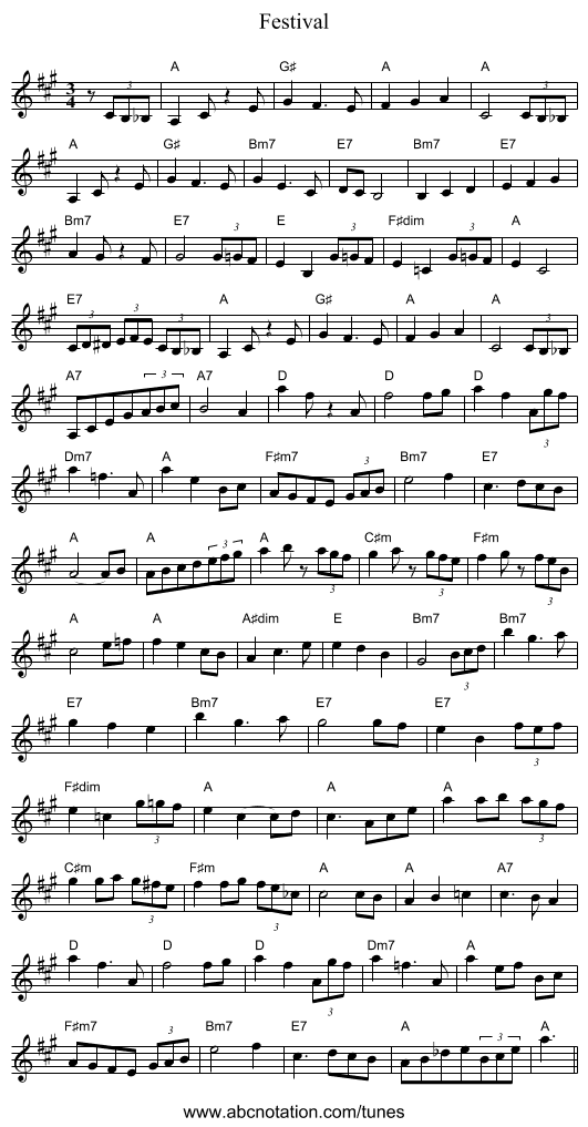 Festival - staff notation