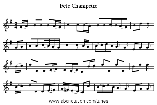 Fete Champetre - staff notation