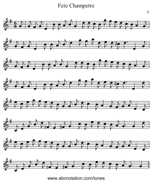 Fete Champetre - staff notation