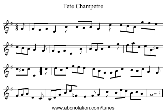 Fete Champetre - staff notation