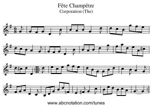 Fête Champêtre - staff notation