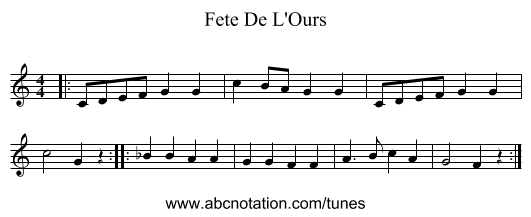 Fete De L'Ours - staff notation