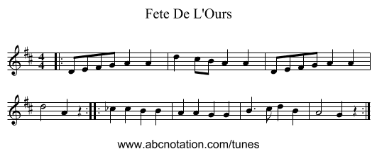 Fete De L'Ours - staff notation