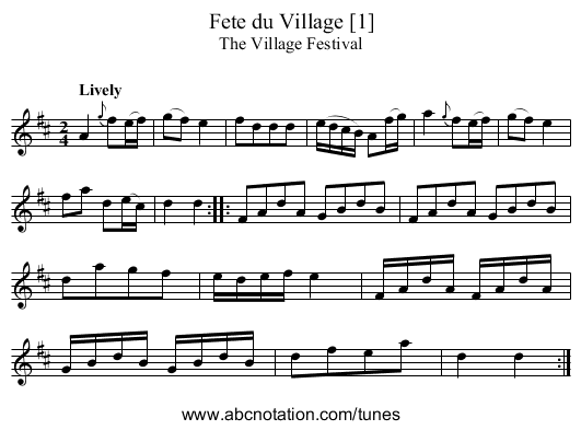 Fete du Village [1] - staff notation