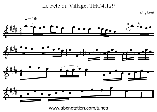 Fete du Village. THO4.129, Le - staff notation