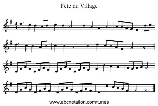 Fete du Village - staff notation