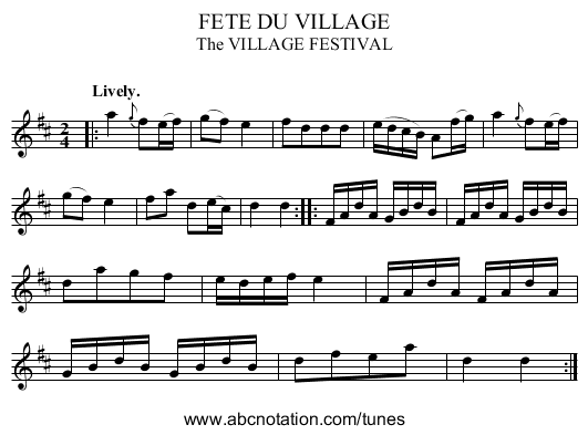 FETE DU VILLAGE - staff notation