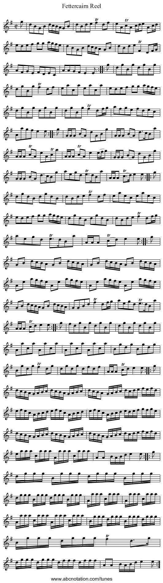 Fettercairn Reel - staff notation