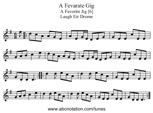Fevarate Gig, A - staff notation