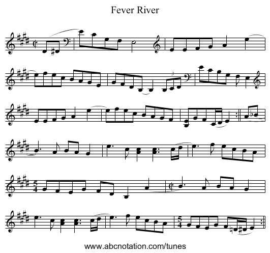 Fever River - staff notation