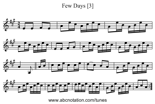 Few Days [3] - staff notation