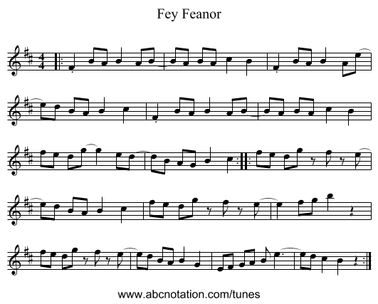 Fey Feanor - staff notation