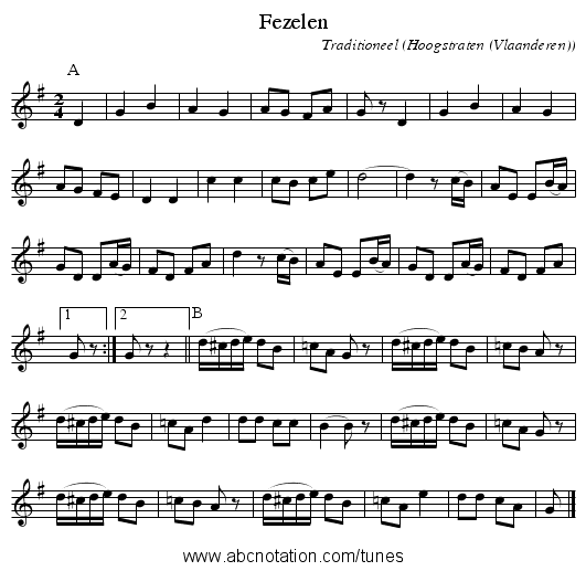 Fezelen - staff notation