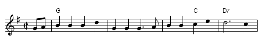 Ffaniglen - staff notation