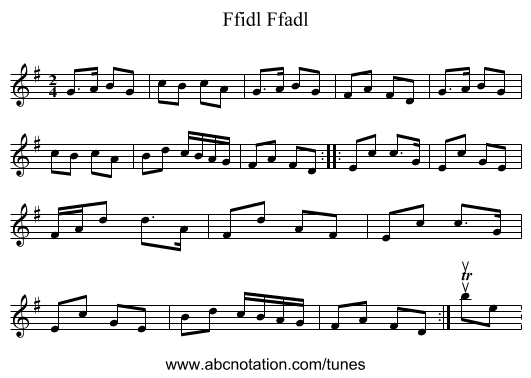 Ffidl Ffadl - staff notation