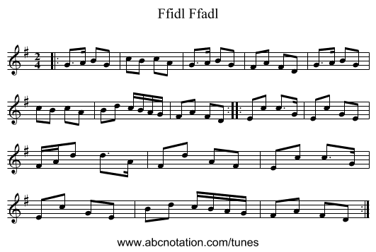 Ffidl Ffadl - staff notation