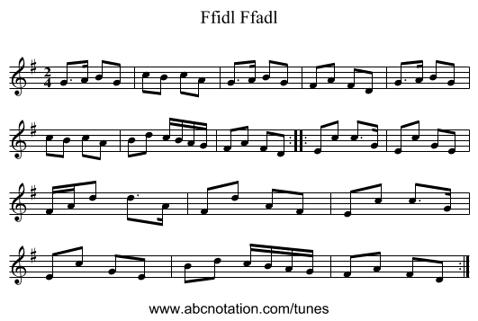 Ffidl Ffadl - staff notation