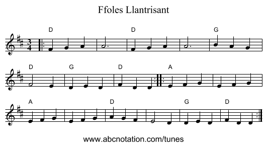 Ffoles Llantrisant - staff notation