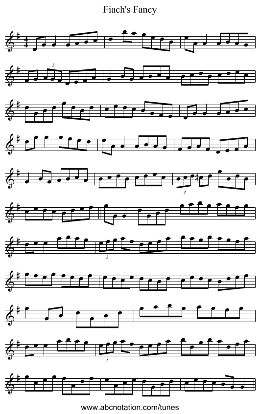 Fiach's Fancy - staff notation