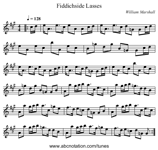 Fiddichside Lasses - staff notation