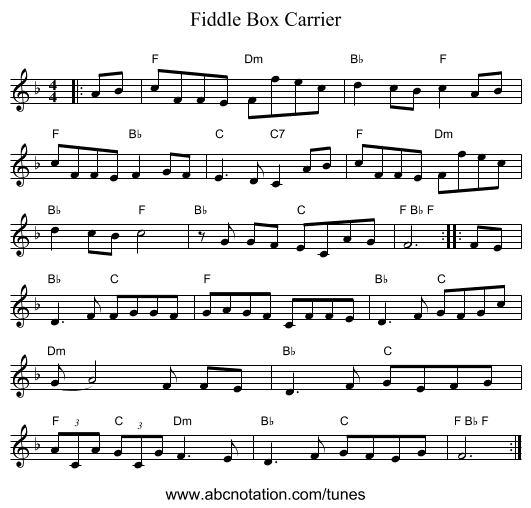 Fiddle Box Carrier - staff notation