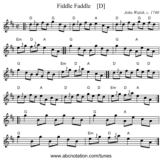 Fiddle Faddle    [D] - staff notation