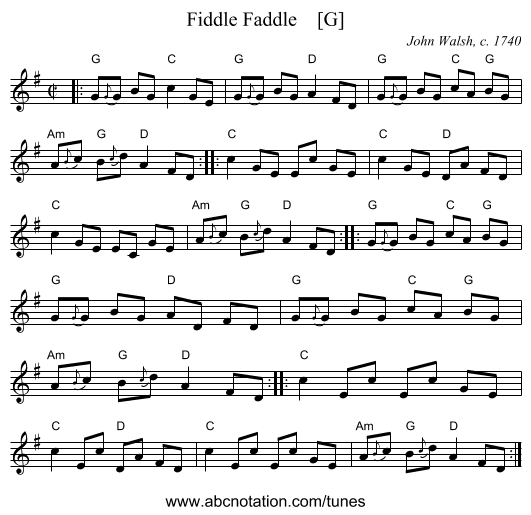 Fiddle Faddle    [G] - staff notation