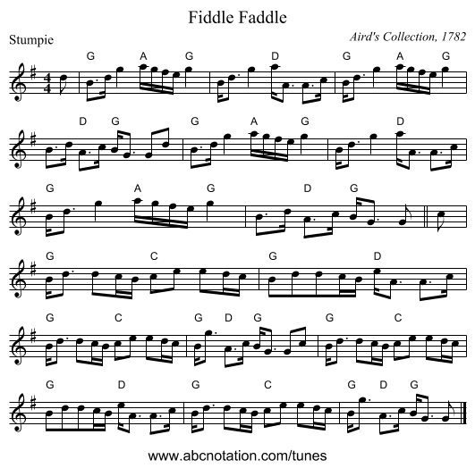Fiddle Faddle - staff notation