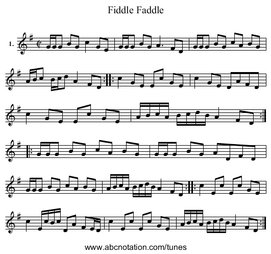 Fiddle Faddle - staff notation