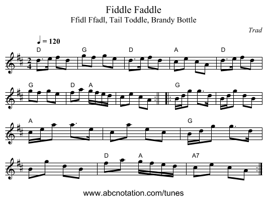 Fiddle Faddle - staff notation