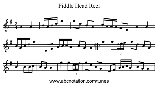 Fiddle Head Reel - staff notation
