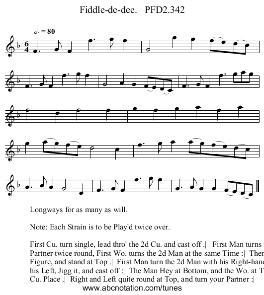 Fiddle-de-dee.   PFD2.342 - staff notation