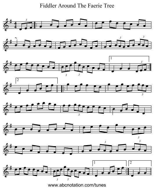 Fiddler Around The Faerie Tree - staff notation