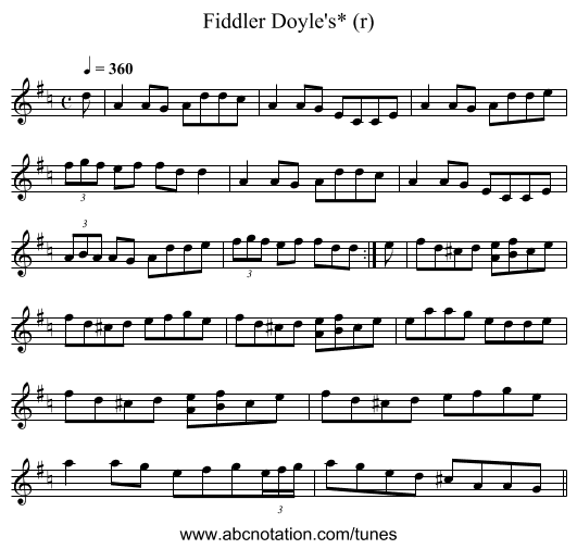 Fiddler Doyle's* (r) - staff notation