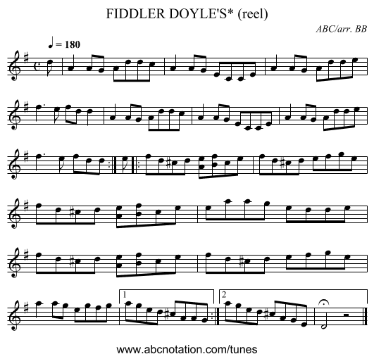 FIDDLER DOYLE'S* (reel) - staff notation