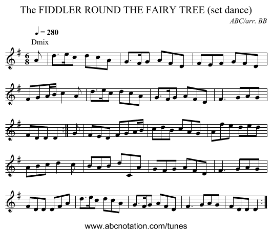 FIDDLER ROUND THE FAIRY TREE (set dance), The - staff notation