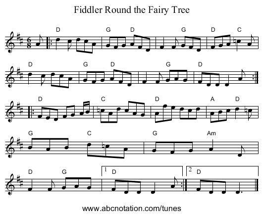 Fiddler Round the Fairy Tree - staff notation