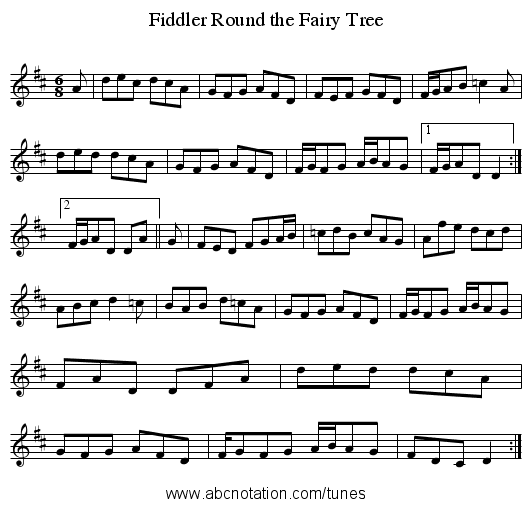 Fiddler Round the Fairy Tree - staff notation
