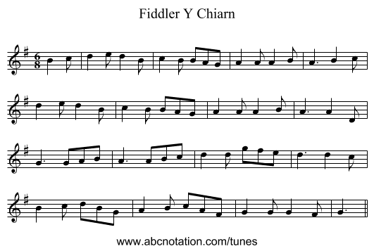 Fiddler Y Chiarn - staff notation