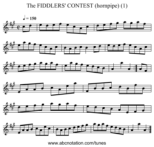 FIDDLERS' CONTEST (hornpipe) (1), The - staff notation