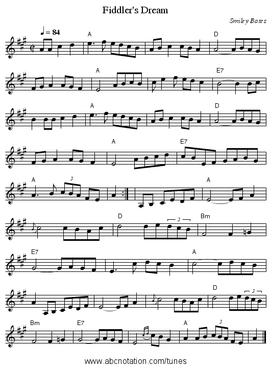 Fiddler's Dream - staff notation