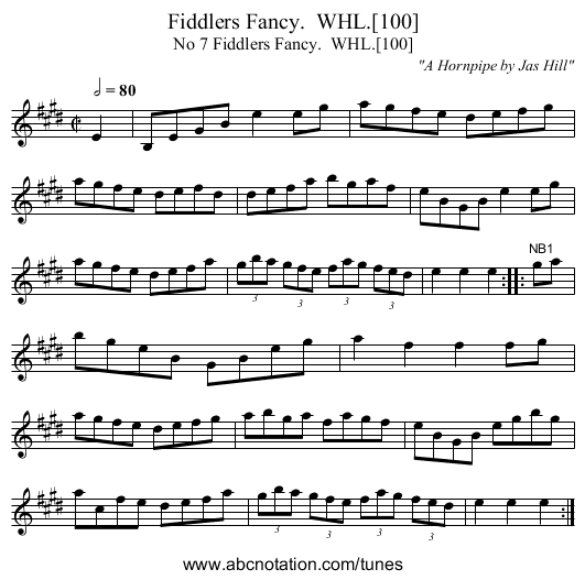 Fiddlers Fancy.  WHL.[100] - staff notation