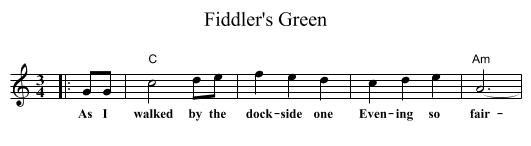 Fiddler's Green - staff notation