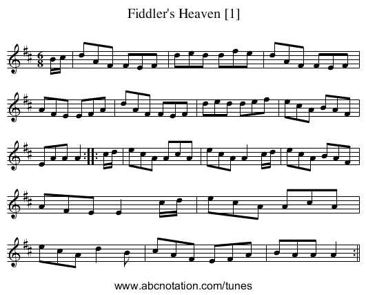 Fiddler's Heaven [1] - staff notation