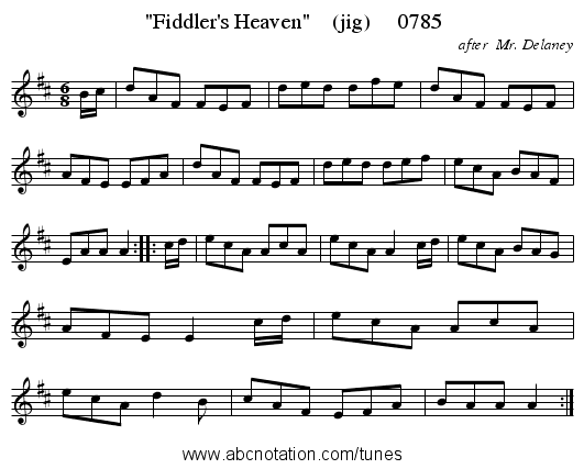 Fiddler's Heaven    (jig)     0785 - staff notation